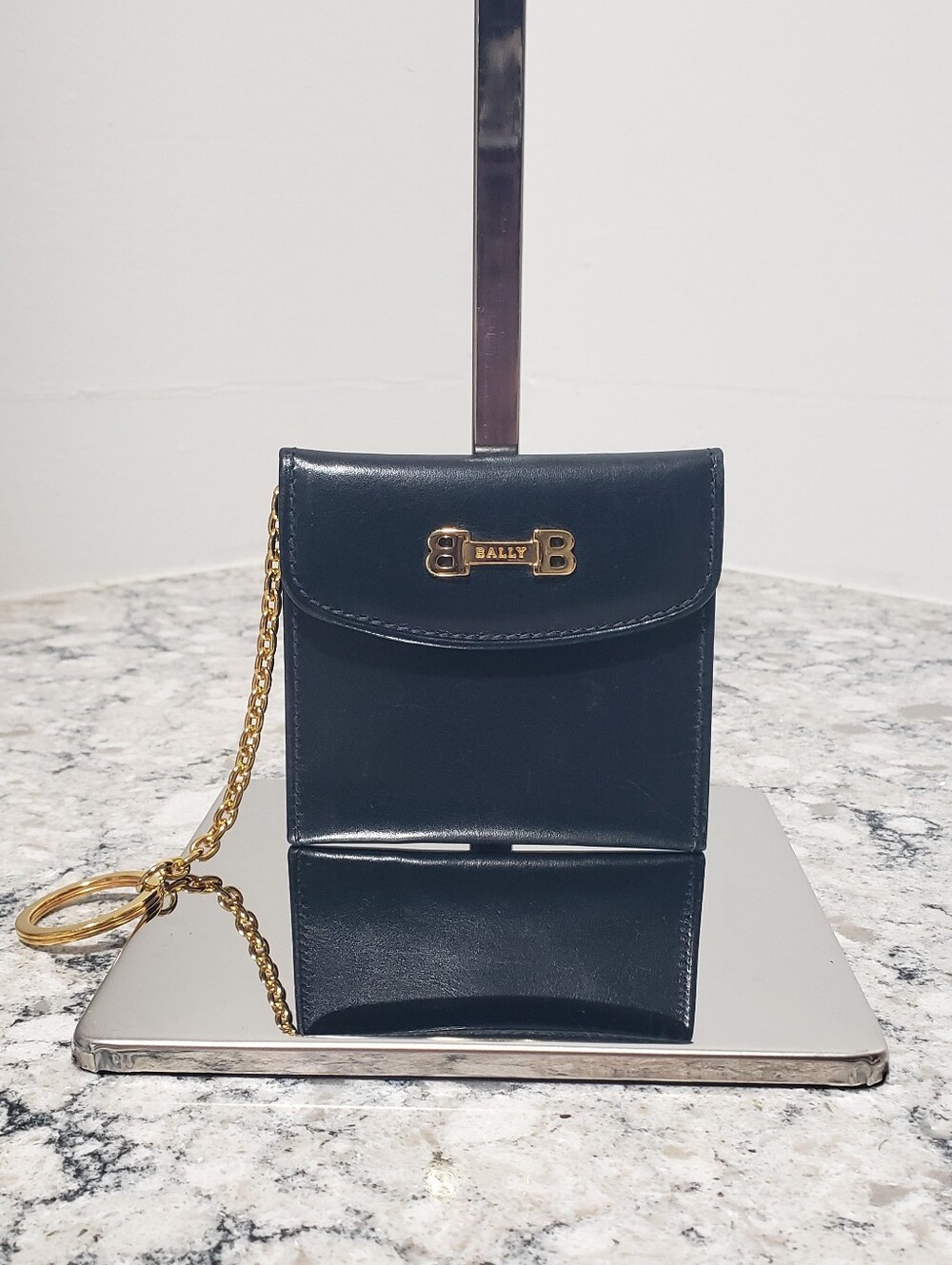 Bally Vintage Leather Coin Pouch Keychain